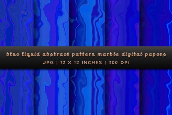 Blue Liquid Abstract Pattern Marble Digital Papers