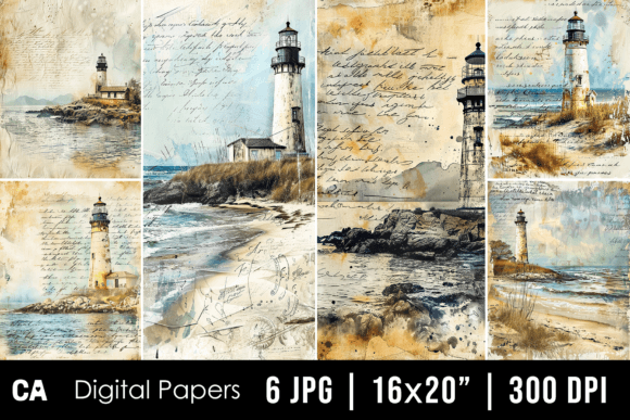Capturing Coastal Charm with Vintage Lighthouse Journal Pages
