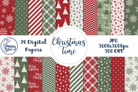 Christmas Time Digital Paper Pack: 20 Cozy Festive Backgrounds
