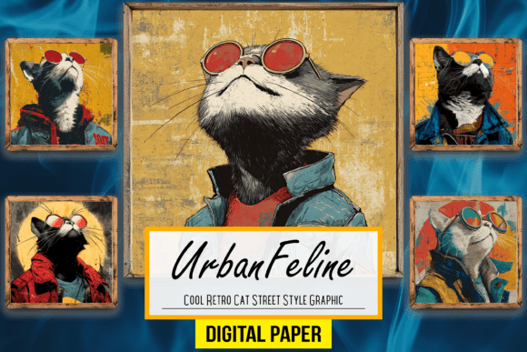 Cool Retro Cat Street Style: Graphic Art for Bold Creators