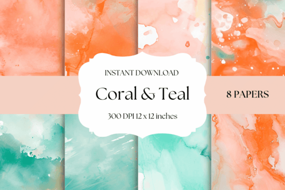 Coral and Teal Digital Background: A Designer's Versatile Asset