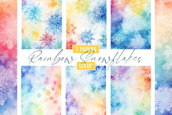 Infuse Your Projects with Vibrant Watercolor Rainbow Snowflakes