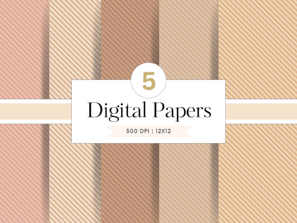 Neutral Diagonal Stripe Digital Papers for Timeless Design