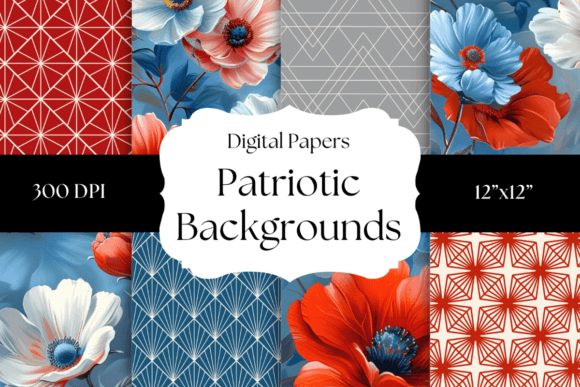 Patriotic Background Pattern Set 1: A Designer's Toolkit for Red, White, and Blue