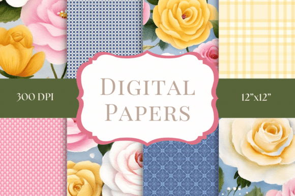 Timeless Cottage Charm: Using Yellow & Pink Rose Digital Papers
