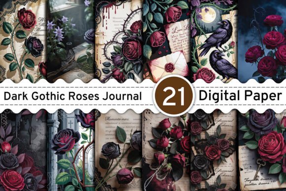 Unveiling Dark Gothic Roses Junk Journal Pages