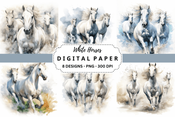 Watercolor White Horses Background: A Designer's Dream Asset