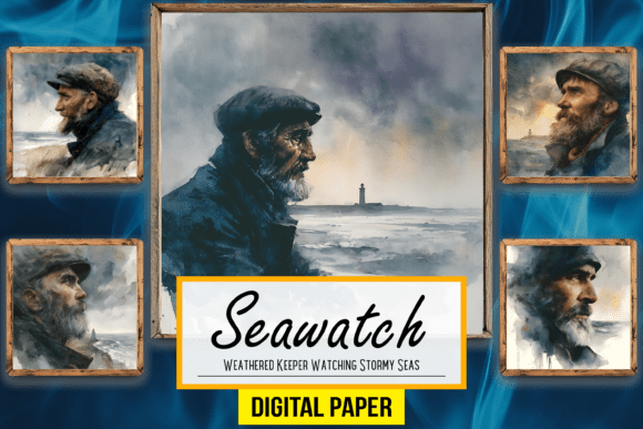 Weathered Keeper Watching Stormy Sea Art: A Moody Masterpiece
